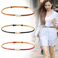 Fashion Women Imitation Pearls Buckle Belts PU Leather Thin Waist Belt for Dress Wasitband