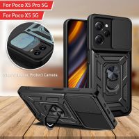 เคสสำหรับ Poco X5 Pro 5G เคส Xiaomi PocoX5 X5Pro ฝาหลังเคสกันกระแทกมือถือพวงกุญแจรถขาตั้งที่ยึดหน้าต่างเลื่อนได้กล้องปกป้องขอบนุ่มพีซีแข็ง