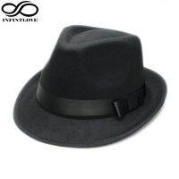 2021LUCKYLIANJI Retro Hard Felt Women Men Fold Wide Brim Billycock Sag Top Bowler Derby Jazz Fedora Panama Casual Hats (Size:57cm)