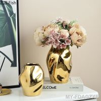 【hot】☄ Irregular Abstract Vase Plated Potted Desk Decoration Flowers Pots Arrangement