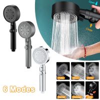 High Pressure Shower Head 6 Spray Settings Adjustable Water Saving Showerhead Handheld with Hose Bracket Bathroom Accessories Showerheads