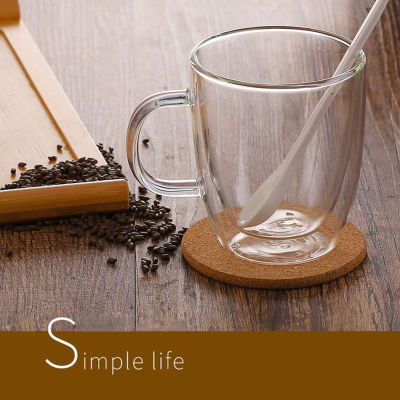 ใหม่กาแฟถ้วยชาผนังสองแก้วแก้วสำหรับโฮมออฟฟิศน้ำดื่มที่มีการจัดการถ้วยกาแฟครัว,บาร์รับประทานอาหาร