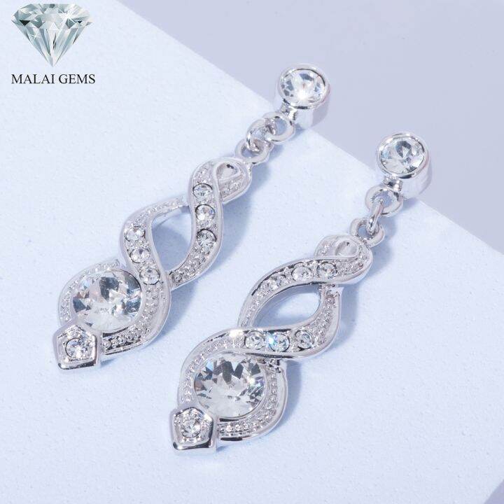 malai-gems-ต่างหูเพชร-เงินแท้-silver-925-เพชรสวิส-cz-เคลือบทองคำขาว-รุ่น11006262-แถมกล่อง-ต่างหูcz-ต่างหูเงินแท้