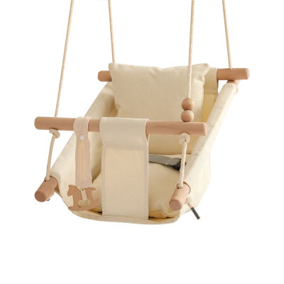 Baby Cartoon Canvas Swing 1Set Wooden Outdoor Hanging Chair Baby Toys Outdoor Small Basket Child Safety Entertainment Baby Toys