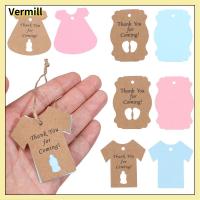 VERMILL 50PCS เด็กชายหรือเด็กหญิง เปิดเผยเพศ พิธี แท็กแขวนฝักบัวเด็ก ฉลากบรรจุภัณฑ์ ตีนขวดนม ขอบคุณที่มา