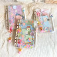 【LZ】♝┅  Bonito Glitter Lantejoula Caderno Transparente 6 Pasta Anel Pasta de Folhas Soltas Diário Livro de Plano Escola Kawaii Material de Escritório