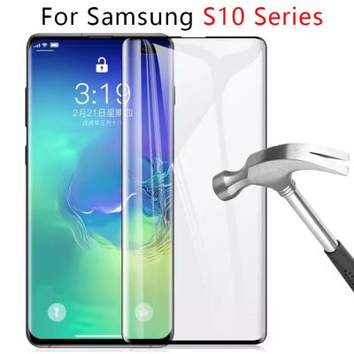 กระจกนิรภัยสำหรับ Samsung Galaxy S8 S9 S10 S10e บวกคลุมทั้งหมดขอบ S7บนโทรศัพท์ปกป้องหน้าจอฟิล์มป้องกัน