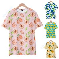 Fashion Fruits Pineapple Peach Blueberry Print Men/Women Casual Short Sleeve T-Shirt