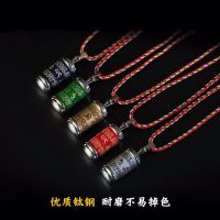 Vintage Titanium Steel Six Character True Words Hollow Pendant Gawu Box Rotating Necklace Mens and Womens Cinnabar Bottle Carrying Pendant 03XH