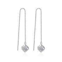 Long Chain Earing 925 Sterling Silver Fashion Drop Earrings Embellished With Crystals From Swarovski Square Jewellery Women