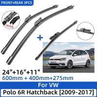 3ชิ้นสำหรับ VW โปโล6R Hatchback 2009-2017 24 "16" 11 "ด้านหน้าด้านหลังใบปัดน้ำฝนกระจกกระจกหน้าต่างอุปกรณ์ตัด2017