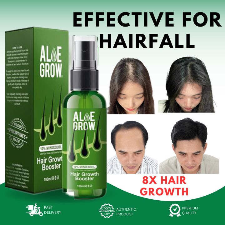 Hair Growth Booster by Aloe Grow with Aloe Vera and Essential Oils 10% ...