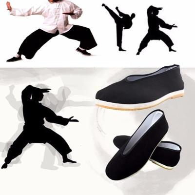 รองเท้าผ้าฝ้ายสีดำที่มีคุณภาพผู้ชายจีนดั้งเดิมกังฟูผ้าคอตตอนปีกจุนTai-Chiศิลปะการต่อสู้เก่าปักกิ่งรองเท้าลำลอง