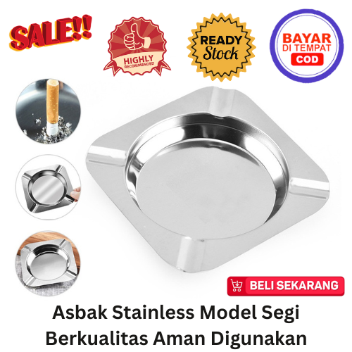 BISA COD PROMO Asbak Stainless Model Segi Berkualitas Aman Digunakan Tempat Rokok Wadah Rokok