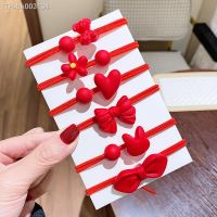 ✽✑☄ 6PCS/Lot Girls Cute Red Bow Flower Elastic Hair Bands Kids Sweet Pigtail Hair Ties Hair Rope Scrunchies Fashion Hair Accessories