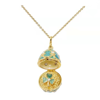 Hot Selling Enamel Drop Can Open Flowers Easter And Christmas Gifts With Egg Pendant Necklace