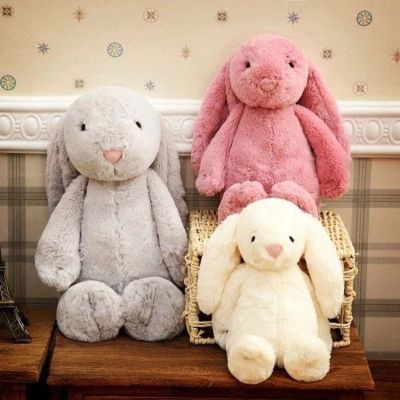 PLUMFOU ปลอบโยน 30CM การ์ตูน สีชมพู อาย ตุ๊กตากระต่าย ตุ๊กตากระต่ายบอนนี่ ตุ๊กตาสัตว์ ตุ๊กตากระต่ายหูยาว ตุ๊กตากระต่าย