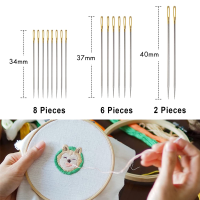 Adjustable Metal Embroidery Hoop Stand, Folding Embroidery Hoop Holder and 16 Pieces Embroidery Needles