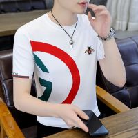 【July hot】 2023 new high-end short-sleeved T-shirt mens summer matching thin section handsome casual top