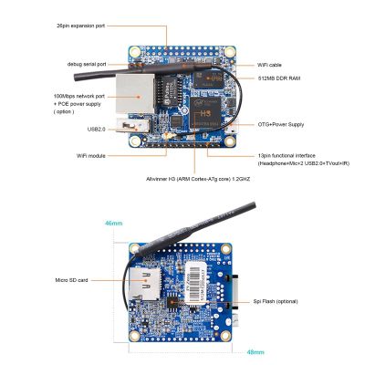 For Orange Pi Zero Allwinner H3 ARM Cortex-A7 Quad-Core 256MB Memory Computer to Compile Android Linux Development Board