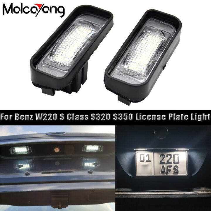 2x6500k-super-white-18smd-led-ไฟป้ายทะเบียนไม่มีข้อผิดพลาดสำหรับ-benz-w220-s-class-s320-s350-s500-s600-s65-1999-2005