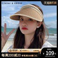 ✿✈ Official website small cinvai krose straw hat womens sunshade sun hat 2023 new summer woven beach empty top hat