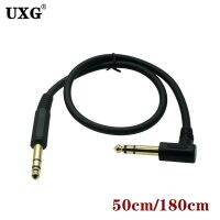 1/4 Inch TRS Instrument Cable 90 Right-angle to Straight 6.35mm Male Jack Stereo Audio Cord 6.35mm Balanced Cable Cord 0.5m 1.8m