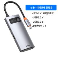 Baseus USB C HUB USB 3.0 Type C To HDMI-compatible RJ45 SD Reader Adapter 8 in 1 USB-C HUB Splitter For MacBook Pro Air Notebook