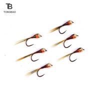 TONGBAO01 6pcs ทองแดงหัว Nymph beadheads บิน trout grayling trout ตกปลาอย่างรวดเร็วจมบิน