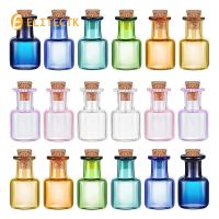 Colored Tiny Glass Jars Spell Jars Mini Glass Bottles Mini Potion Bottles Square Glass Cork Bottles for Party DIY Decoration