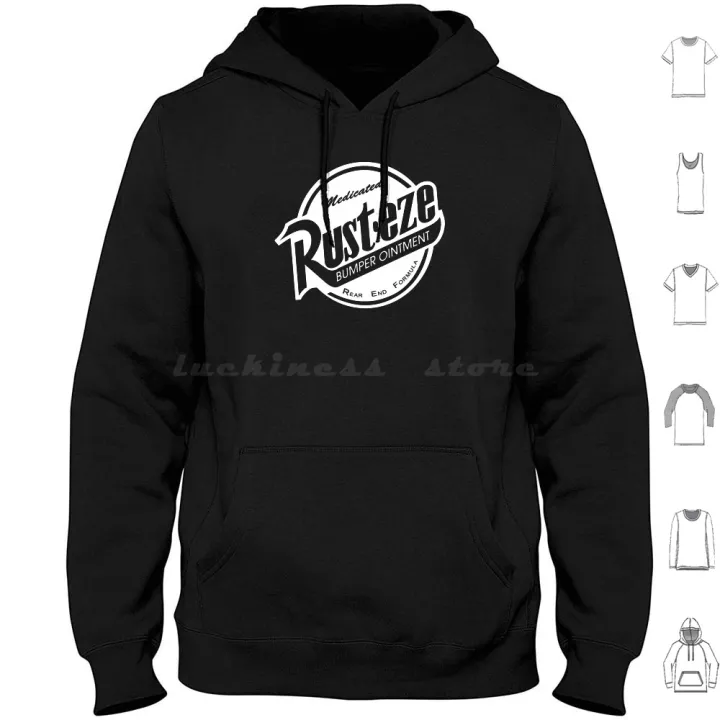 Rust-Eze Logo Solid White Hoodies Long Sleeve Cars Movie Pixar Logo ...