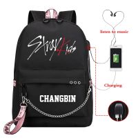 【CC】 Mochila Kpop Stray Kids Backpacks School for Teenage Usb Laptop