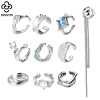 Rinntin 1Pcs 925 Sterling Silver Non Piercing Ear Cuffs Fashion Clip on Earrings for Women Girls Party Dainty Jewelry CL23