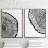 Wood Tree Ring Canvas Art Painting Wall Pcitures Black and White Rustic Wood Canvas Prints Home Modern Woodwork Posters Decor