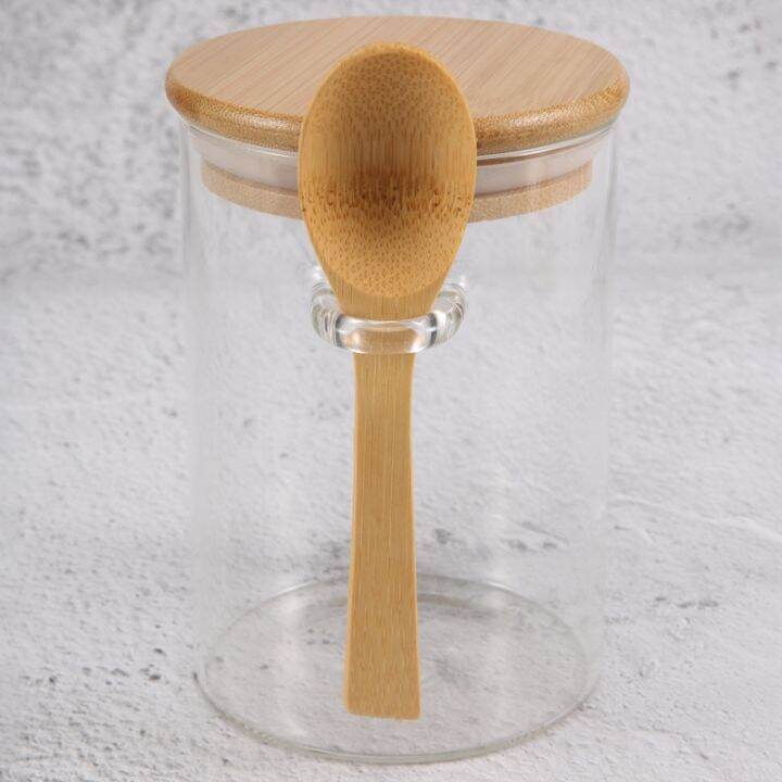 glass-food-airtight-canister-castor-wooden-twist-lid-kitchen-candy-storage-tank-jar-bamboo-food-container-with-wooden-spoon