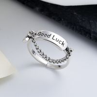 {Xixi Ornamering} S925แหวนเงินสเตอริงพู่เท่ Goodluck แหวนดัชนีฮิปสเตอร์สไตล์เท่ๆที่มีบุคลิกแบบสตรีท