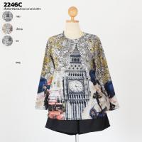 2246C เสื้อยืดผ้าไหมพรมเเขนยาวลายหอนาฬิกา