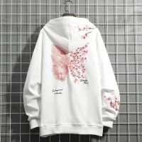 ☞◕ Butterfly Cherry Blossom Embroidery Hoodies Sweatshirts Harajuku Streetwear Black Jackets Men/Women Pullovers Sweatshirts CS772