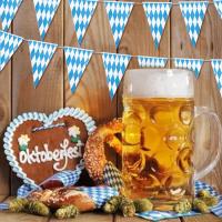 การตกแต่ง Oktoberfest ธงเช็คบาวาเรียแบนเนอร์ต้อนรับสำหรับธีมเยอรมันปาร์ตี้พวงมาลัยธงงานเลี้ยงชาวเยอรมันในรัฐบาวาเรีย32.8ฟุตอย่างเข้มข้น