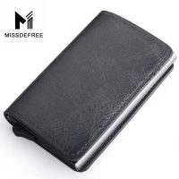 RFID Slim Card Wallet for Men Women PU Leather Slim ID Card Holder Mini Thin Automatic Pop up Credit Card Coin Purse Bags