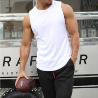 MenS Sports Vest Summer Breathable Sleeveless Round Neck Solid Color Top Running Fitness Top MenS Sleeveless Vest Clothing