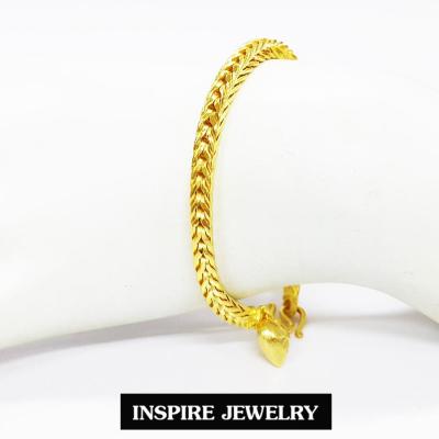 Inspire Jewelry สร้อยข้อมือทองลายสี่เสา น้ำหนัก 30กรัม เส้นขนาด 2 บาทกว่า งานทองไมครอน ชุบเศษทองคำแท้ ยาว 18cm