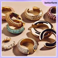 BETTERFORM ของขวัญแฟชั่น งานสังสรรค์ เครื่องประดับ ที่ครอบหู Cubic Zirconia ไม่มีต่างหูเจาะ ต่างหู CZ Cuff Rhinestone Dangle