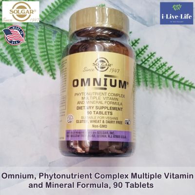 อาหารเสริม ไฟโตนิวเทรียนท์คอมเพล็กซ์ วิตามิน และแร่ธาตุรวม Omnium Phytonutrient Complex Multiple Vitamin and Mineral Formula 90 Tablets - Solgar