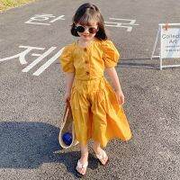 ✒ 2022 Spring Summer New Children 39;S Clothing Sets Girls Fashion Suits European American Style High-Waisted Tops And Wide-Leg Pants