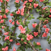 【cw】2Pcs 230cm Roses Peony Artificial Silk Flowers Ivy Vines Home Wedding Garden Christmas nch Decoration Wall Hanging Rattan ！