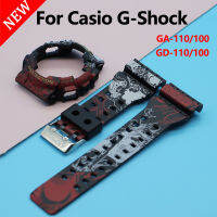 สายซิลิโคนคุณภาพสูงเรียบ + เคสพร้อมเครื่องมือสำหรับ Casio G-Shock GA-110 GA120 GA100 GD-120 GA150/100/110ฝานาฬิกากีฬา