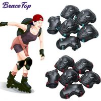 BraceTop 6Pcs/set Teens Adult Knee Pads Elbow Pads Wrist Guards Protective Gear for Roller Skating Skateboarding Cycling Sport