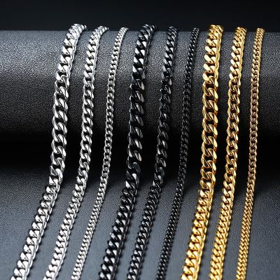 【CW】TOBILO New Punk Vintage Men Necklace Stainless Steel Cuban Link Chain Gold Black Silver Color Male Jewelry Gifts for Men