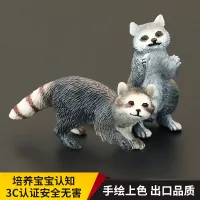 Solid childrens simulation animal toy wild model raccoon North American fur bear cognitive gift decoration